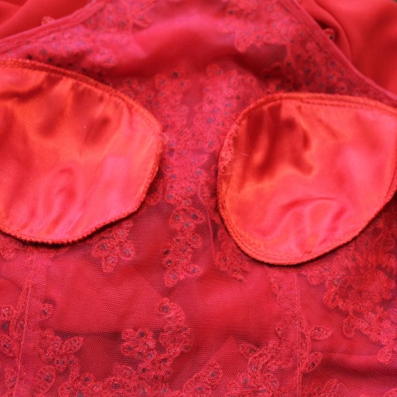 Blondie Nites Red Jeweled Halter Chiffon Dress - Picture 10 of 12